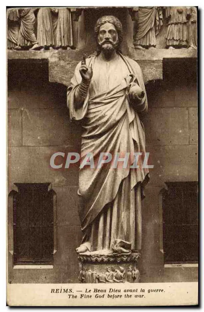Reims — Ansicht des Schönen Gottes vor dem Krieg — Edition Reims Kathedrale - Vorderseite