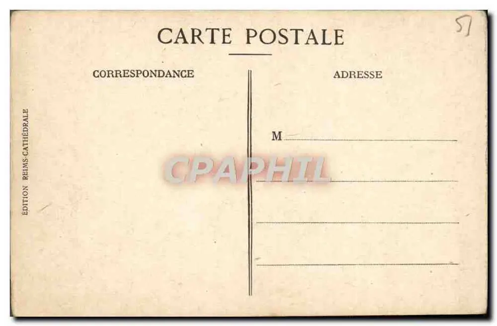 Reims — Ansicht des Schönen Gottes vor dem Krieg — Edition Reims Kathedrale - Rückseite