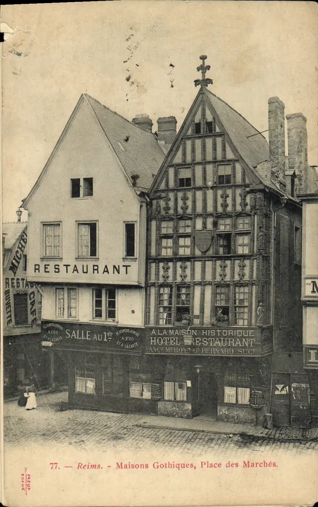Reims — Maisons Gothiques, Place des Marchés — Éditeur : Michet & Cie, n° 77 - Vorderseite