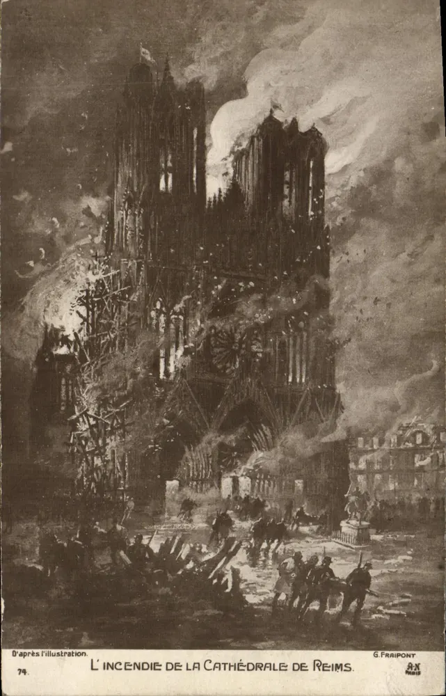 Der Brand der Kathedrale von Reims — Illustration von G. Fraipont — Serie 74 - Vorderseite