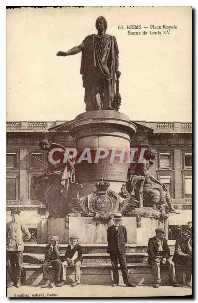 Reims — Praça Real — Estátua de Luís XV — Thaillier, editor, Reims - Frente