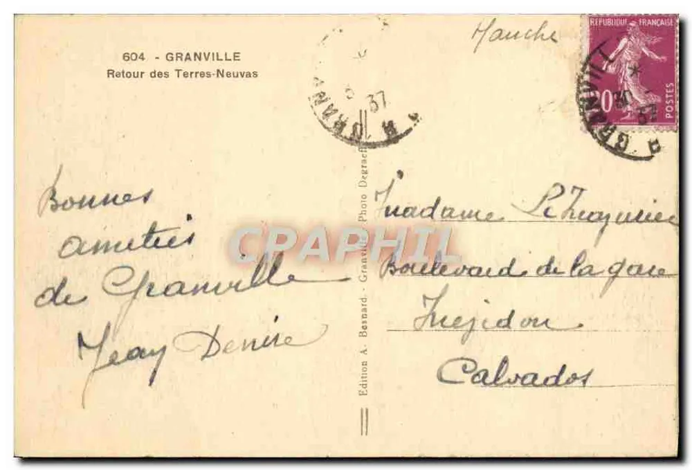 Hafen von Granville — Rückkehr der Neu-Länder — Edition A. Bernard - Rückseite