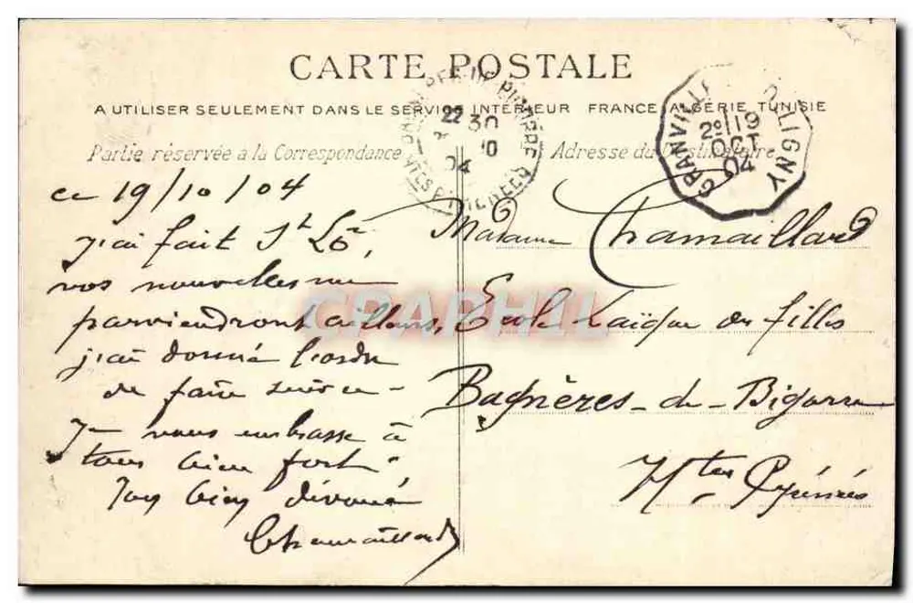 Granville — Casino G.P. — editora G.P. n° 1828 - Verso
