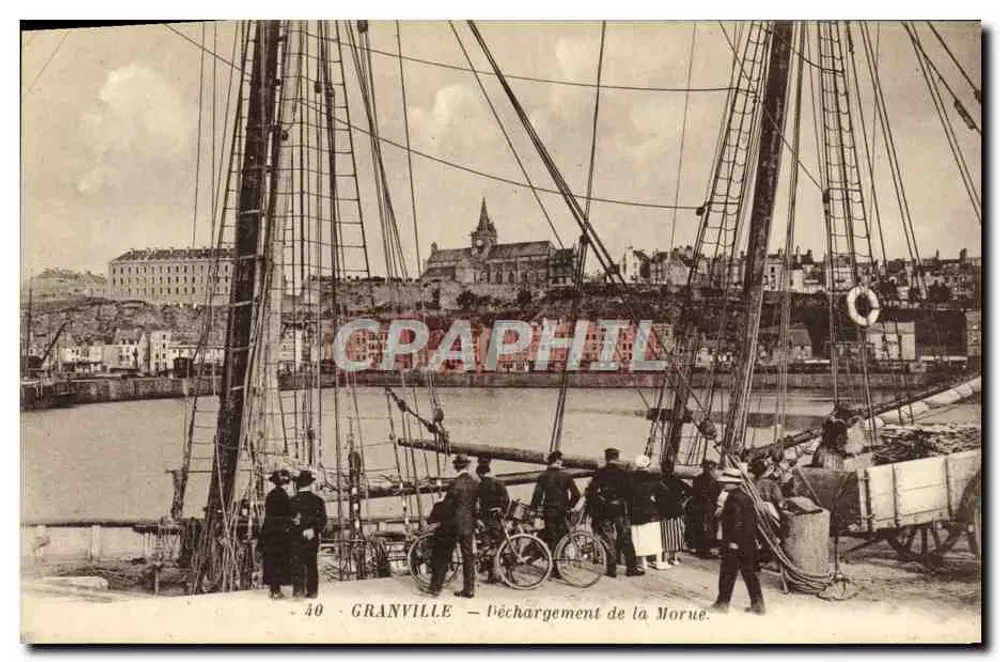Granville — Ausladen des Lachses — Edition E. Lecot, Granville - Vorderseite