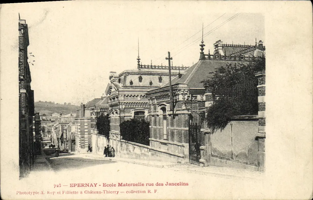 Epernay - Kindergarten in der Rue des Jancelins — Phototypie A. Rep et Filliette à Château-Thierry — Sammlung R. F. - Vorderseite