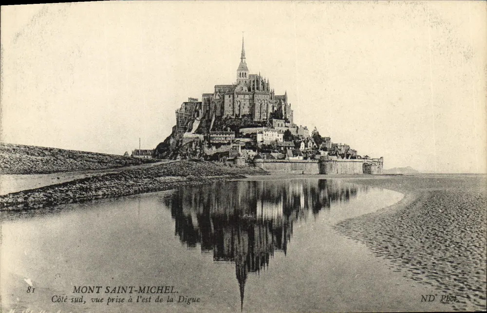 Mont Saint-Michel — Ansicht von der südlichen Seite, aufgenommen von der östlichen Seite der Digue — ND Phot. - Vorderseite
