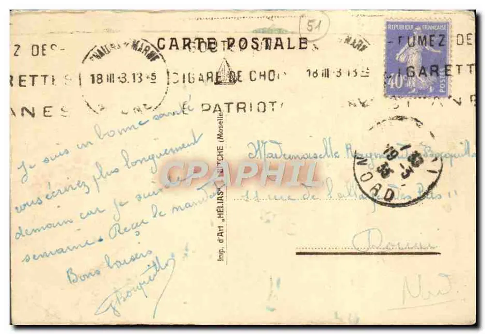 Chalons-sur-Marne — La gare — Imp. d'Art 'Hélias' (Moselle) - Verso