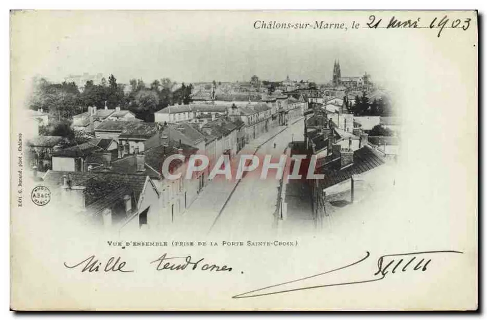 Châlons-sur-Marne — Übersicht (Aussicht von der Porte Sainte-Croix) — Verlag G. Perroud, Châlons - Vorderseite