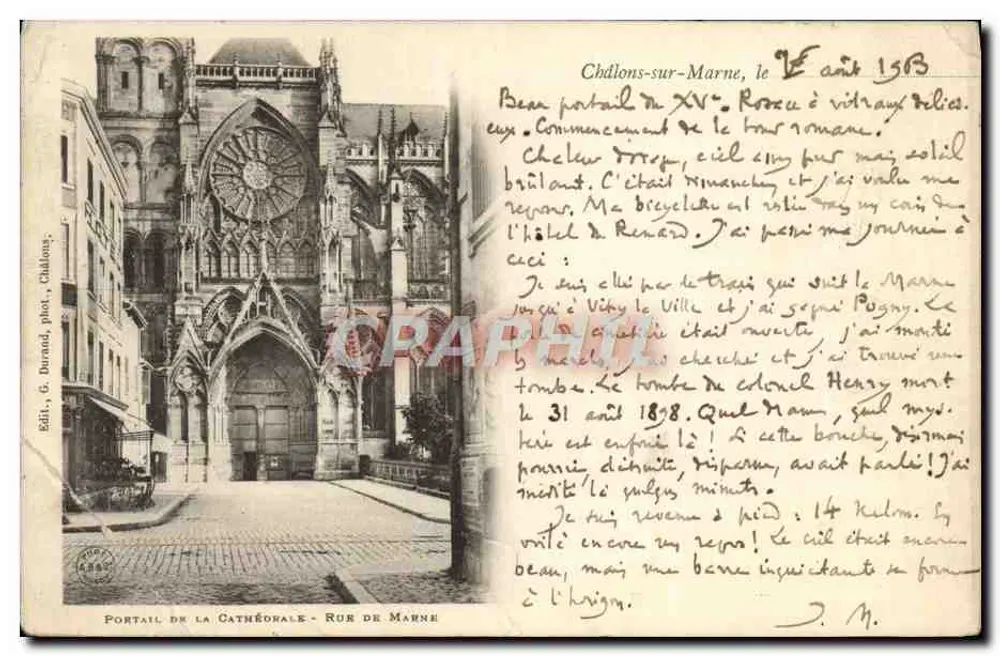 Portal der Kathedrale — Rue de Marne — Verlag G. Duraud, Châlons-sur-Marne - Vorderseite