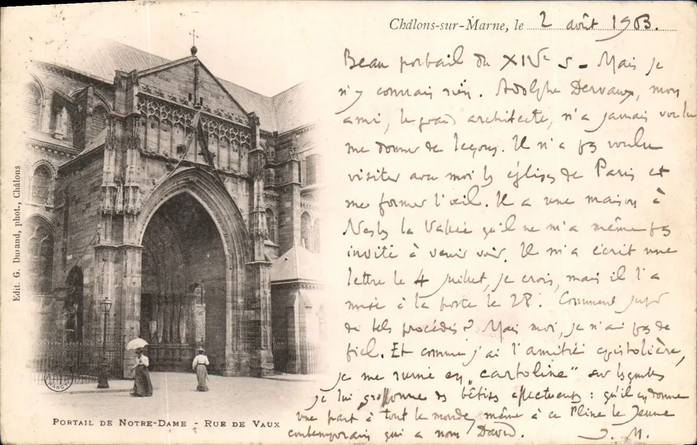 Portail de Notre-Dame — Rue de Vaux — Edit. G. Durand, Châlons - Vorderseite