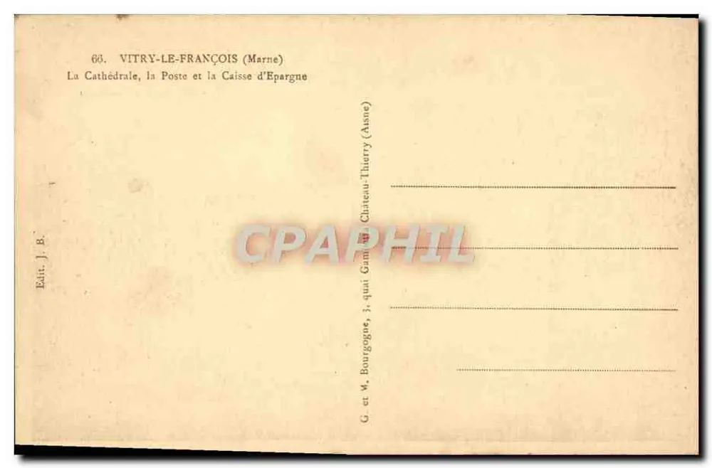 Vitry-le-François — Kathedrale, Postamt und Sparkasse — G. Bourgogne - Rückseite