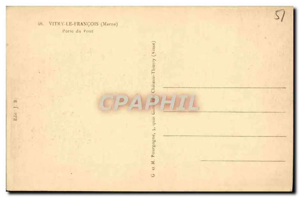 Vitry-le-François — Porta do Ponte — Ed. J. B. - Verso