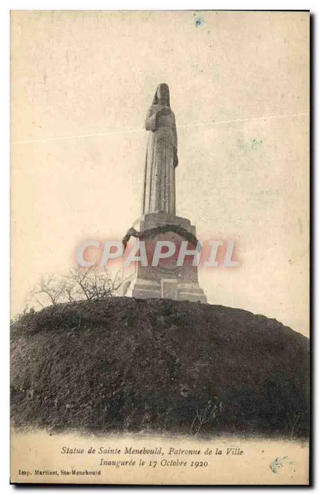 Statue der Heiligen Menebould, Schutzpatronin der Stadt — Eröffnet am 17. Oktober 1920 — Imp. Mariinet, Ste-Menehould - Vorderseite