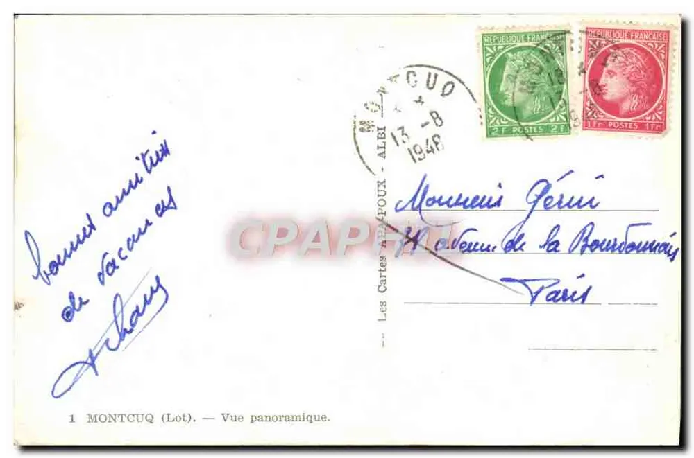 Montcuq (Lot) — Vista panoramica — Le Carte Arapoux - Verso