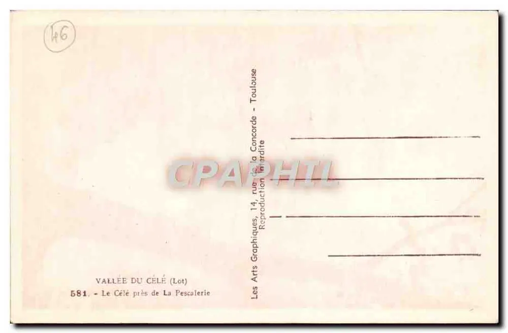 Tal des Célé nahe La Pescalerie — Lot — Verlag Les Arts Graphiques, Toulouse - Rückseite