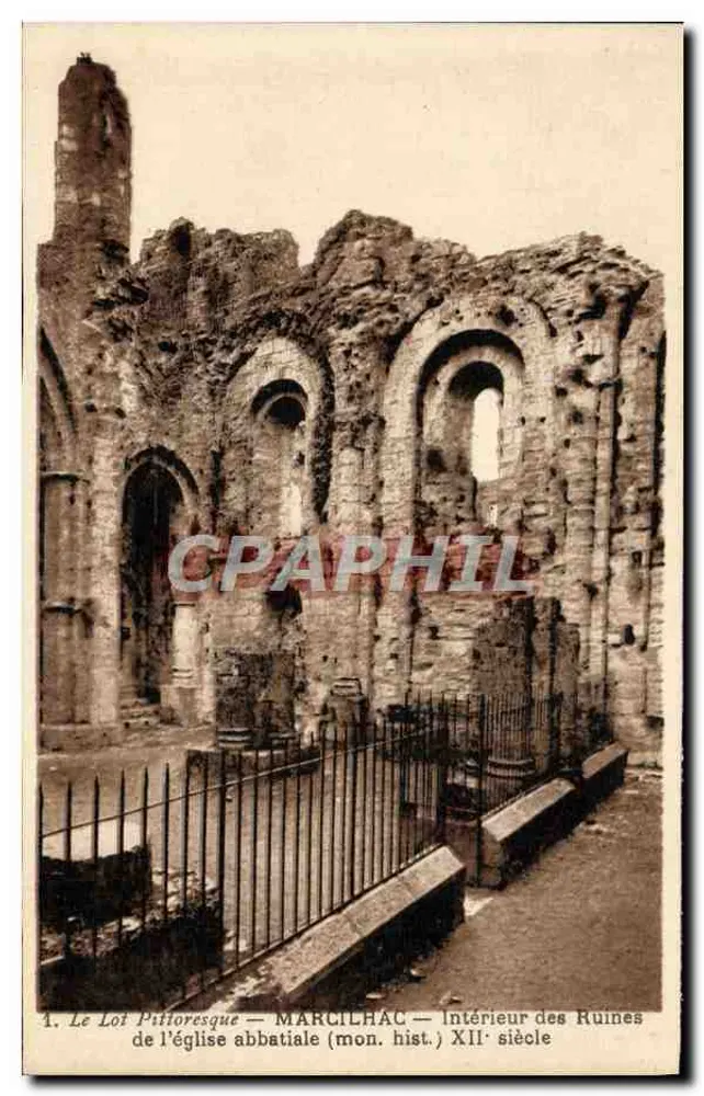 Marcilhac — Innenansicht der Ruinen der Abteikirche (mon. hist.) 12. Jahrhundert - Vorderseite