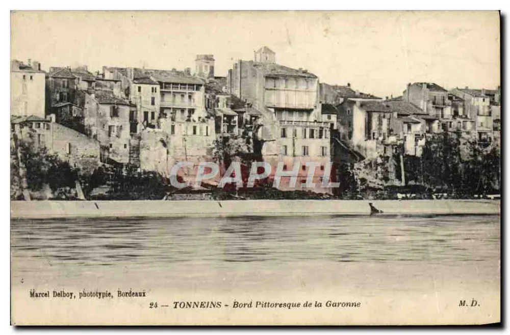 Tonneins — Pittoresker Uferabschnitt der Garonne — Marcel Delboy, Phototypie, Bordeaux - Vorderseite