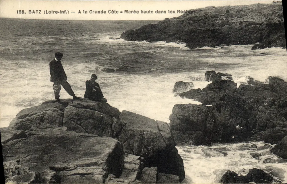 Batz (Loire-Inf.) — Auf der Grande Côte — Hochwasser an den Felsen — n° 198 - Vorderseite