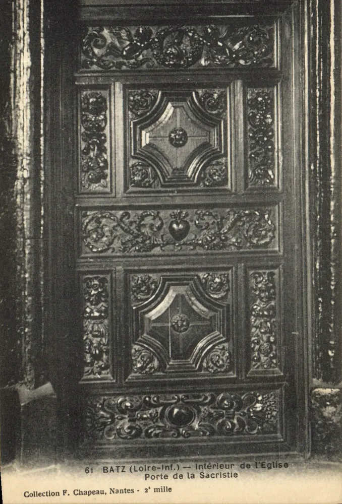 Batz (Loire-Inf.) — Innenraum der Kirche, Tür der Sakristei — Sammlung F. Chapeau, Nantes - 2. Jahrtausend - Vorderseite