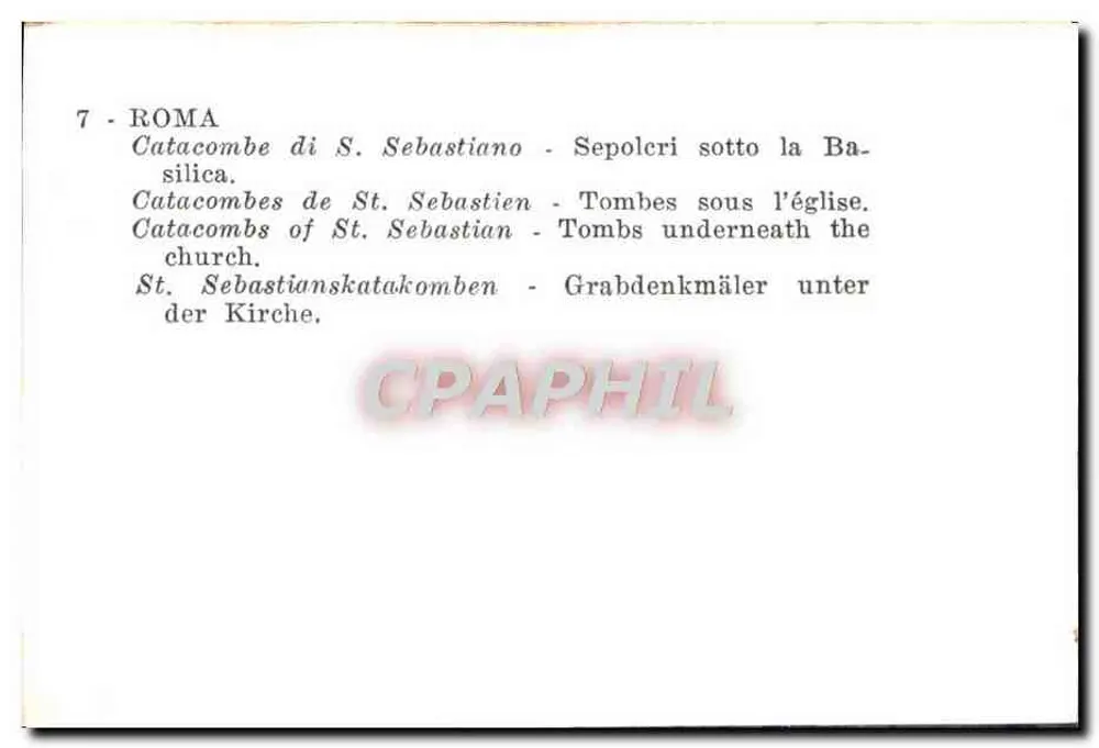 Katakomben von Saint-Sébastien — Gräber unter der Kirche — Silvagio & Cie, Rom - Rückseite