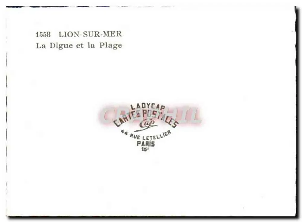 Lion-sur-Mer — De Digue en de Strand — LadyCap Cartes Postales, Parijs - Achterkant