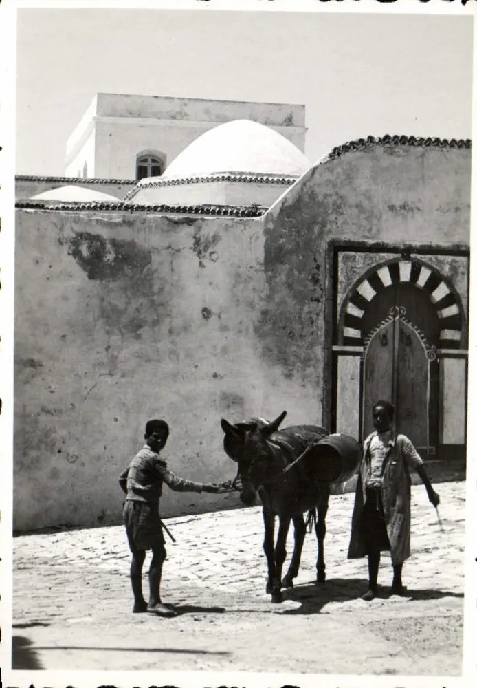 Sidi Bou Said — escena de calle con burro — Sidi Bou Said - Anverso