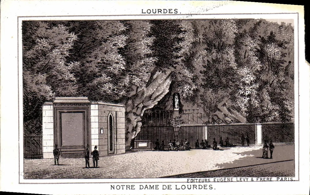 Lourdes — Entrée du sanctuaire Notre-Dame de Lourdes — Éditeurs Eugène Levy & Frère Paris - Frente