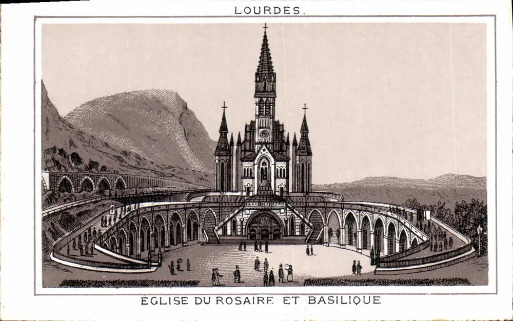 Lourdes — Église du Rosaire et Basilique — Éditeur : Lourdes, n° 1234 - Anverso