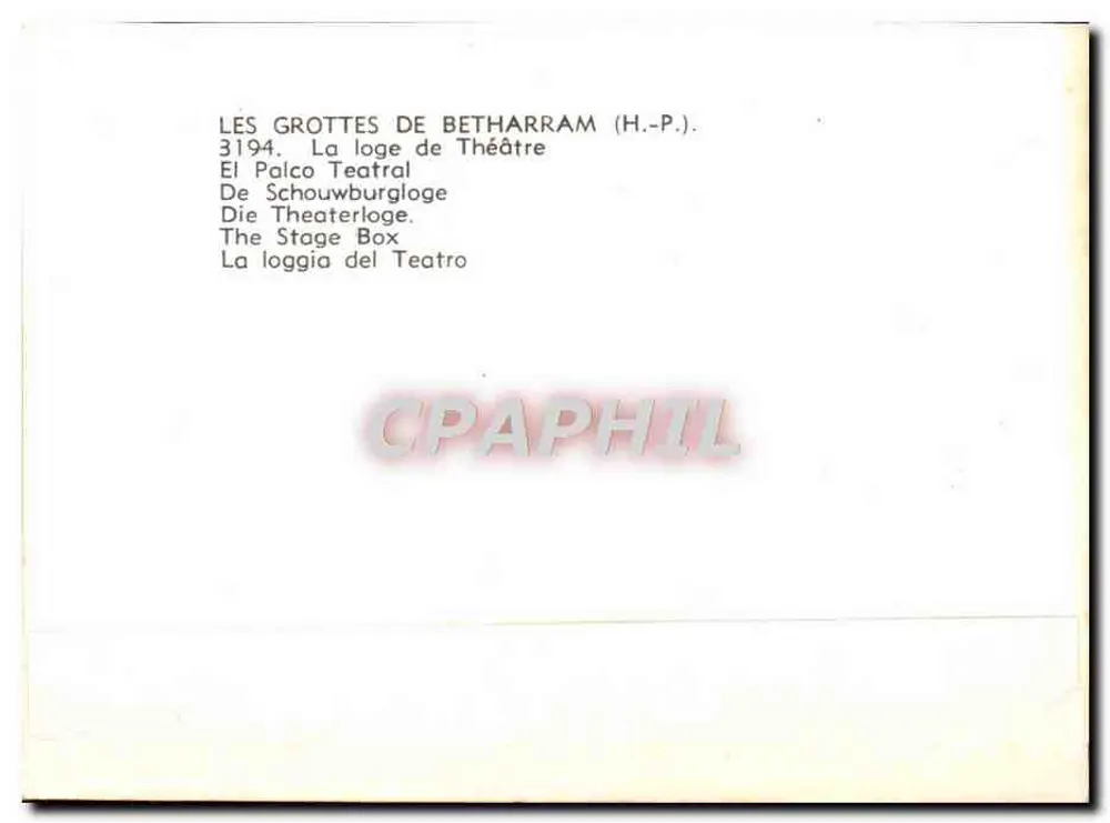 As Grutas de Betharram — A loge de teatro — 3194 - Verso