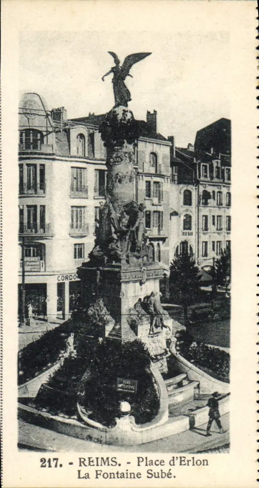 Reims - Place d'Erlon - La Fontaine Subé — CORDO editor, n.º 217 - Anverso