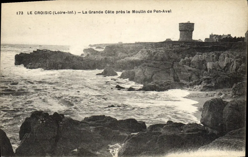 Le Croisic (Loire-Inf.) — Ansicht der Grande Côte in der Nähe des Pen-Avel-Mühlen — N°173 - Vorderseite
