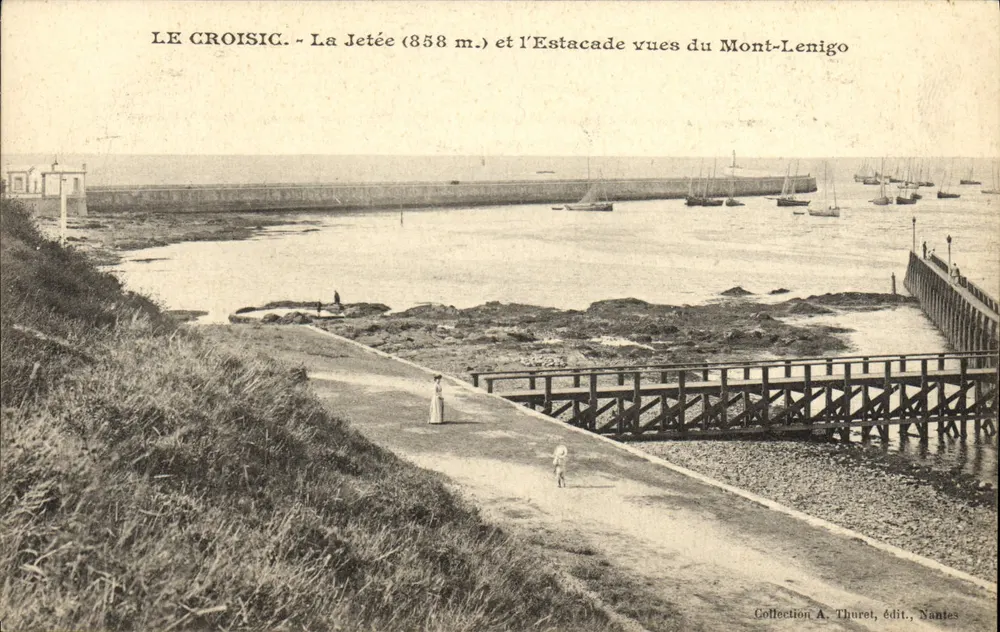 Le Croisic - Die Mole (858 m.) und der Kai von Mont-Lenigo aus gesehen — Sammlung A. Thuret, Verlag, Nantes - Vorderseite