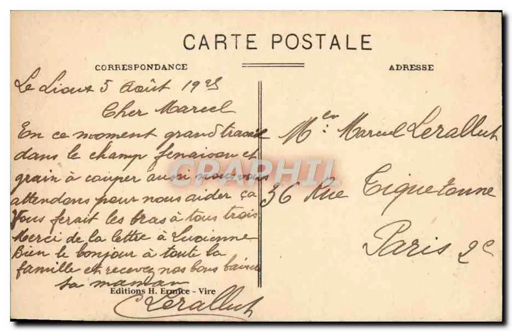Junge Frau zur Heirat — Unsere Normandie — Henri ERMICE - Rückseite