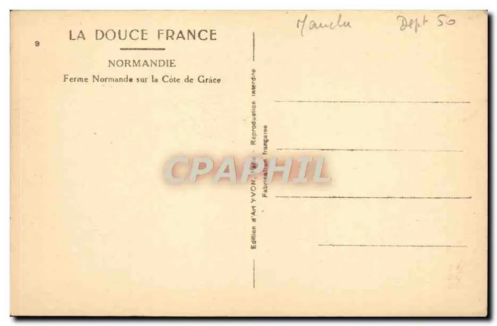 Fazenda Normanda na Côte de Grâce — A Doce França — Edição de Arte YVON - Verso