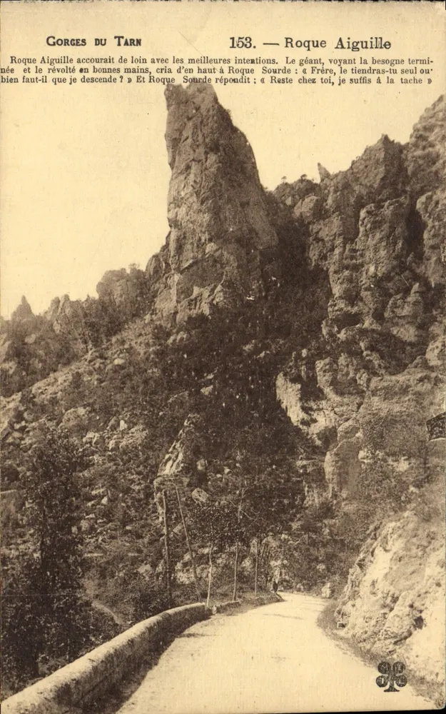 Gorges du Tarn — Roque Aiguille — Éditeur : Édit. Spéciale du Grand Hôtel de La Malène (Lozère) n°153 - Frente