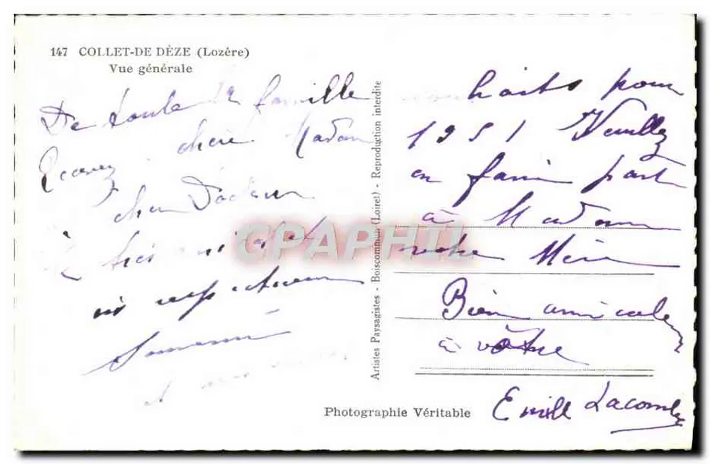 Collet-de-Déze (Lozère) — Visão geral — Fotografia Verdadeira, Boscomblanc (Loire) - Verso