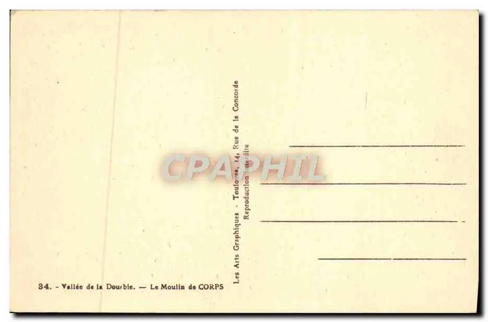 Vale da Dourbie — A Moinha de Corps — Les Arts Graphiques, Toulouse - Verso