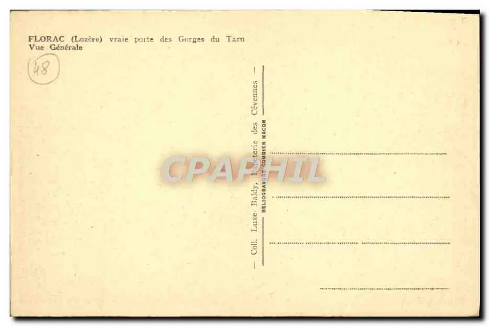 Florac (Lozère) — Die wahre Pforte der Tarnschlucht — Allgemeiner Blick — Héliogravure Gombier Macon - Rückseite
