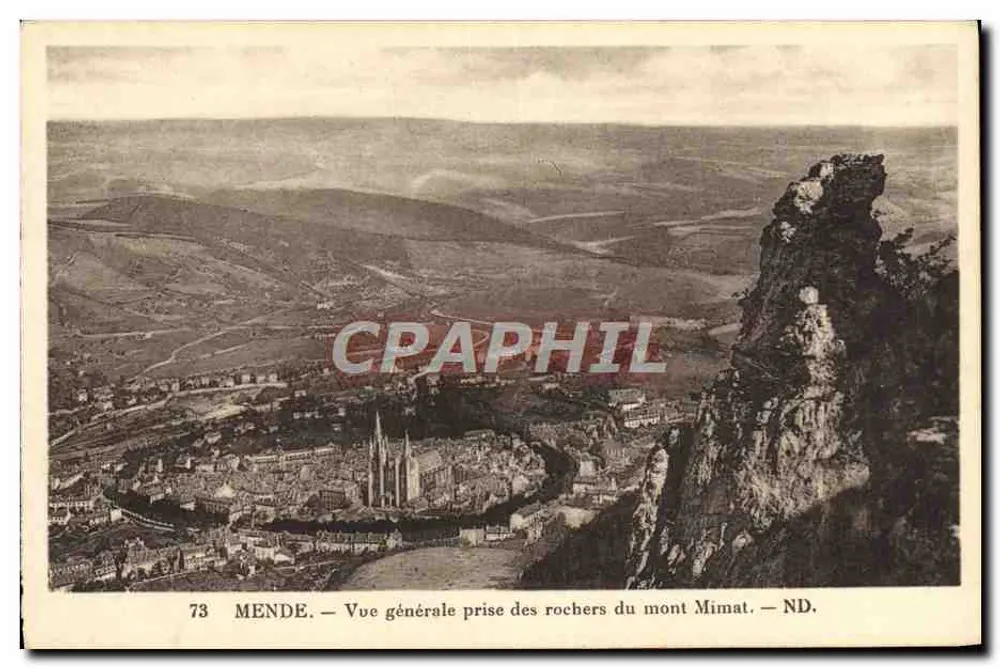 Mende — Allgemeine Ansicht vom Felsen des Mont Mimat — Arts des Arts Photomécaïques, Straßburg - Vorderseite