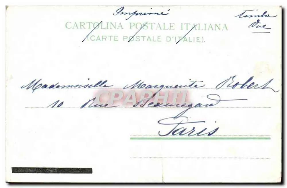 Grande Hôtel — vue du bâtiment à Naples — Imprimerie Cartolina Postale Italiana - Verso