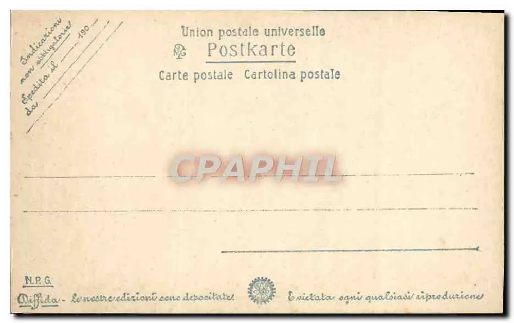 Veneza. O Palácio Ducal — vista do Palácio dos Dógenes com a Coluna da Liberdade — editor União Postal Universal - Verso