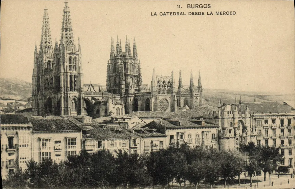 Burgos — A Catedral vista da Merced — Editor Flower y Menéndez, Madrid - Frente