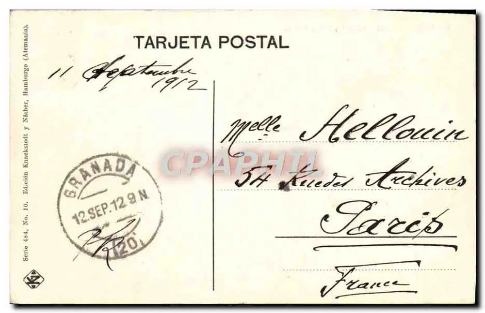 Granada — A Alhambra e Sierra Nevada — Edição 10, Série 484 - Verso