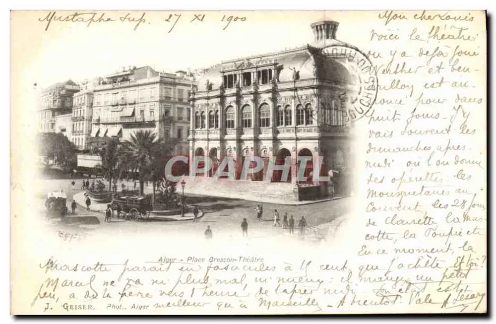 Alger - Place Bresson - Teatro — J. Geiser, fot. - Frente