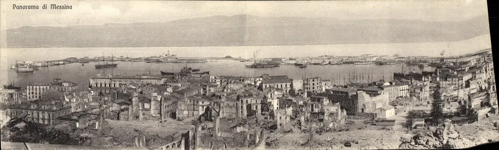Messina — Panorama nach dem Erdbeben von 1908 - Vorderseite