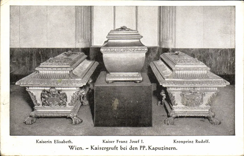 Tomba imperiale a Vienna — Tomba dell'imperatrice Elisabetta, dell'imperatore Francesco Giuseppe I e del principe ereditario Rodolfo — editore Tyrolia A.G. - Recto