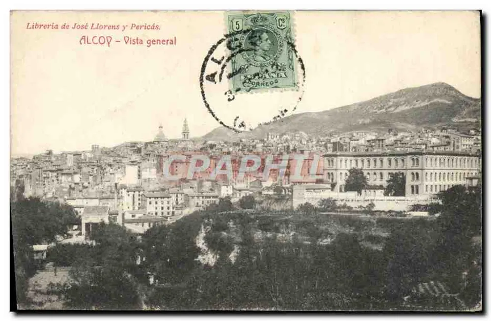 Alcoy - Vista geral — Livraria de José Llorens y Pericás, editor - Frente