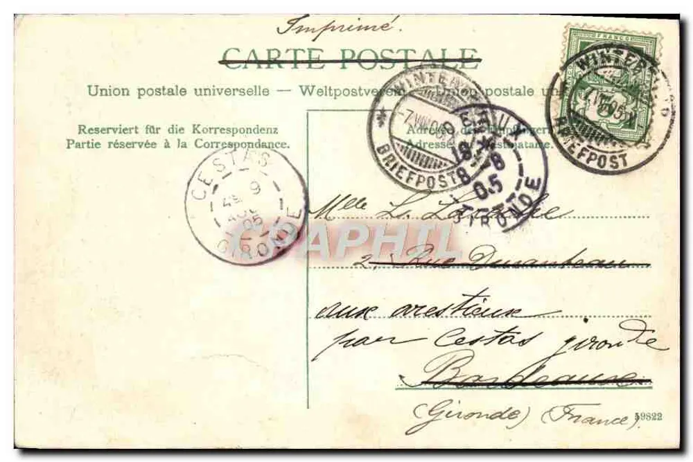 Winterthur — Lago Walkeweiber — editor Artier, Stelzer & Co., n° 12470 - Verso