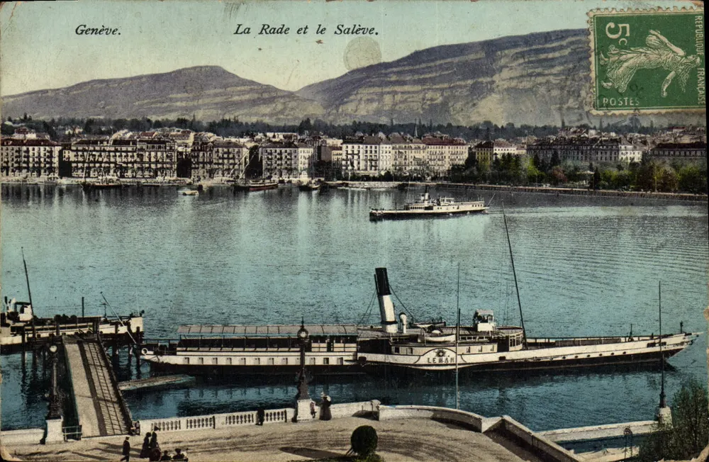 Genf. Der Hafen und der Salève. — Verleger E. Rossier, Nyon, n° 8339 - Vorderseite