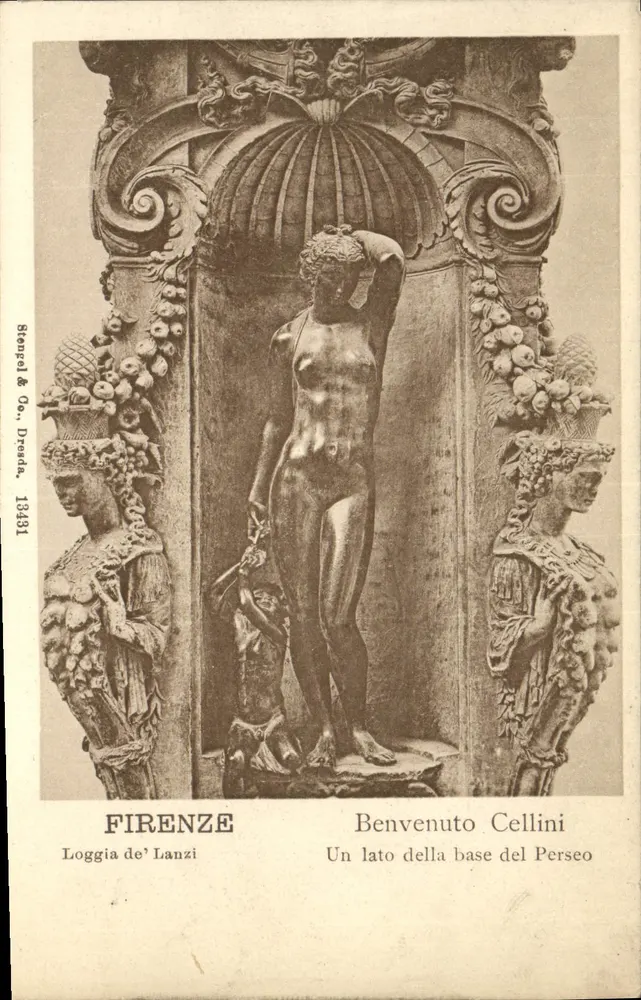 FIRENZE — Loggia de' Lanzi — Benvenuto Cellini — Um lado da base do Perseo — Stempel & Co., Dresden, 13431 - Frente